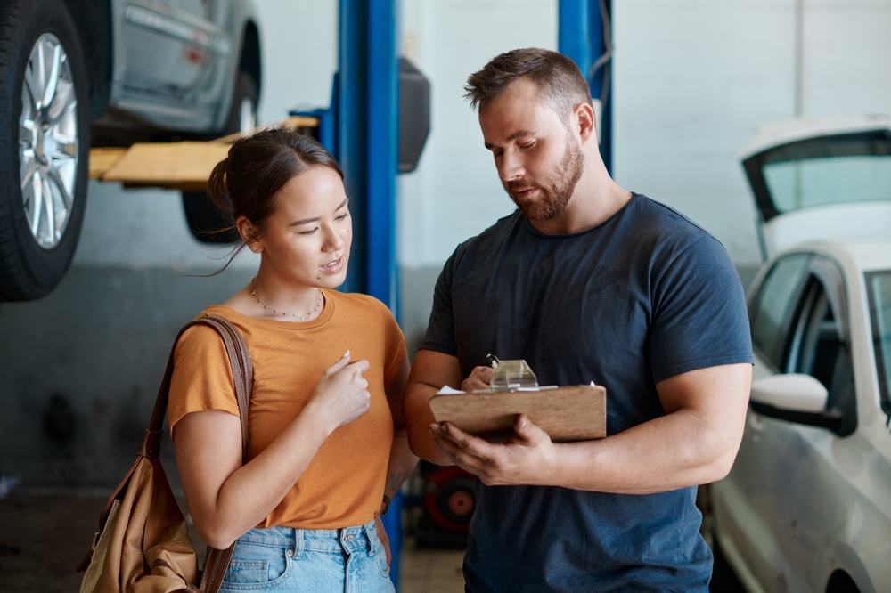 customer in car garage
