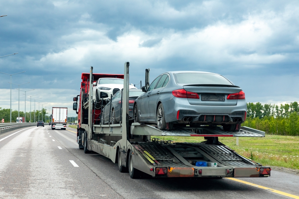 vehicle being transported