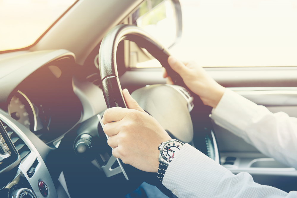 hands on wheel for test drive